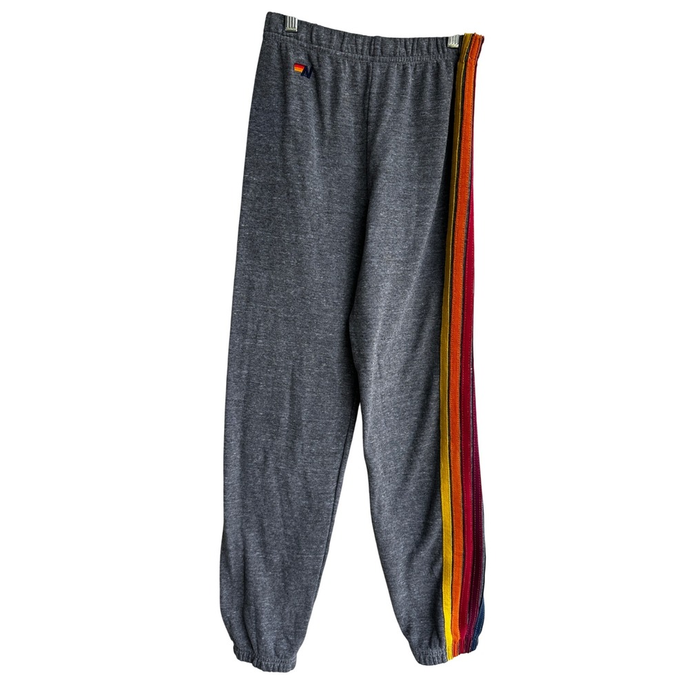 Aviator Nation Gray Rainbow 5-Stripe Sweatpants Joggers Size 14 Youth
